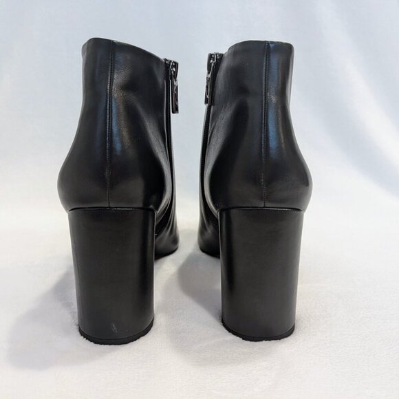 FRANCO SARTO Leather Booties 10 Pointed Toe Mirrored Heel Panels Side Zipper Blk - Picture 5 of 9